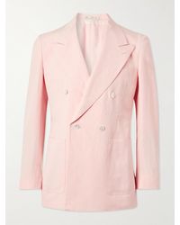 Umit Benan - Double-breasted Linen And Silk-blend Suit Jacket - Lyst