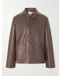 Loewe - Camp-collar Logo-debossed Leather Jacket - Lyst