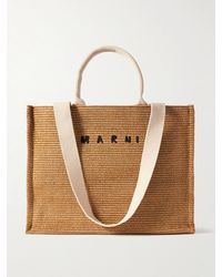Marni - Tote bag in rafia con logo ricamato - Lyst