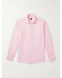 Fedeli - Nick Slim-Fit Cutaway-Collar Linen Shirt - Lyst
