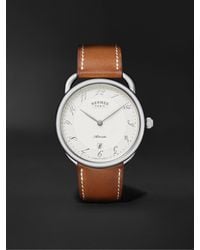 Hermès Arceau Automatic 40mm Stainless Steel And Leather Watch - Brown
