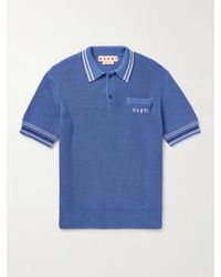 Marni - Logo-embroidered Striped Cotton Polo Shirt - Lyst