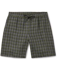 De Bonne Facture - Easy Straight-leg Checked Linen Drawstring Shorts - Lyst