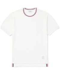 Thom Browne - Slim-Fit Logo-Appliquéd Striped Waffle-Knit Cotton T-Shirt - Lyst