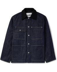 Jil Sander - Oversized Wool Felt-Trimmed Denim Jacket - Lyst