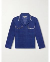 Kartik Research - Surya Camp-collar Embellished Embroidered Cotton Shirt - Lyst