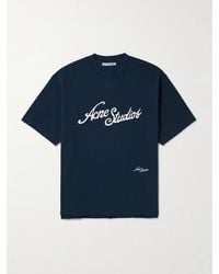 Acne Studios - Exford Logo-embroidered Cotton-piqué T-shirt - Lyst