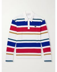 Ami Paris - Logo-Appliqué Striped Cotton-Jersey Polo Shirt - Lyst