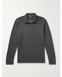Polo Ralph Lauren - Logo-Embroidered Herringbone Cotton Half-Zip Sweatshirt - Lyst