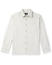 A.P.C. - Malo Striped Cotton And Wool-blend Twill Shirt - Lyst