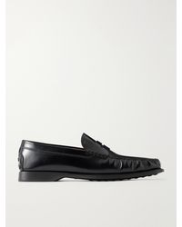 Tod's - Logo-Debossed Gathered Leather Loafers - Lyst
