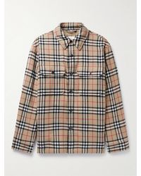 Burberry - Fleece-lined Checked Wool And Cotton-blend Flannel Overshirt - Lyst