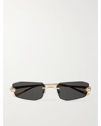 Cartier - Panthère De Cartier Rimless Rectangle-Frame-Tone Sunglasses - Lyst