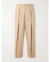 Monitaly - Ekusy Wide-Leg Cropped Pleated Cotton Trousers - Lyst