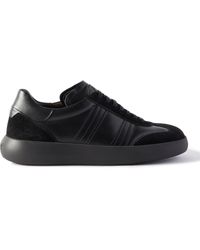 Brioni - Suede-trimmed Leather Sneakers - Lyst
