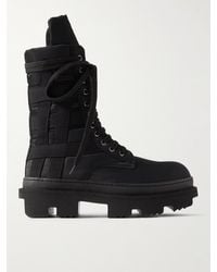 Rick Owens - Army Megatooth Canvas And Shell Lace-up Boots - Lyst