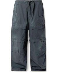 Balenciaga - Wide-Leg Distressed Cotton-Ripstop Drawstring Cargo Trousers - Lyst
