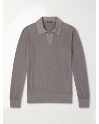 ZEGNA - Silk And Cashmere-blend Polo Shirt - Lyst