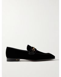 Tom Ford - Bailey Chain-Embellished Leather-Trimmed Velvet Loafers - Lyst