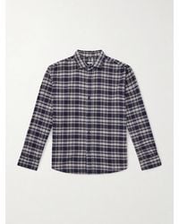 A.PRESSE - Checked Cotton And Silk-Blend Twill Shirt - Lyst