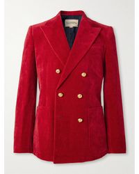 Valentino Garavani - Double-Breasted Cotton And Linen-Blend Velvet Blazer - Lyst
