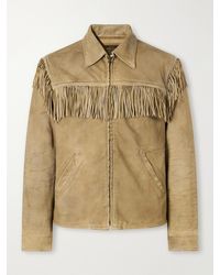 RRL - Elkhorn Fringed Suede-Trimmed Leather Jacket - Lyst