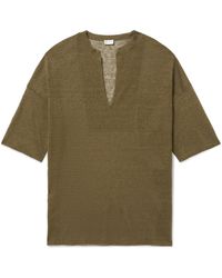 Saint Laurent - Linen And Silk-blend T-shirt - Lyst