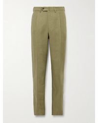 De Petrillo - Slim-Fit Pleated Linen Suit Trousers - Lyst