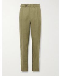 De Petrillo - Slim-Fit Pleated Linen Suit Trousers - Lyst