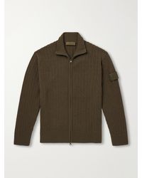 Stone Island - Ghost Ribbed Wool And Cashmere-Blend Zip-Up Cardigan - Lyst