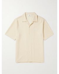 NN07 - Julio 3520 Camp-collar Logo-embroidered Cotton-blend Bouclé Shirt - Lyst
