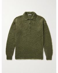 AURALEE - Brushed Mohair And Wool-blend Polo Sweater - Lyst