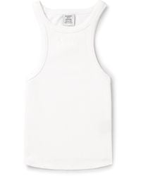 Vetements - Logo-embroidered Ribbed Stretch-cotton Tank Top - Lyst
