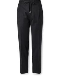 Lardini - Straight-Leg Pleated Stretch Virgin Wool And Cashmere-Blend Drawstring Trousers - Lyst
