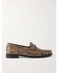 Celine - Logo-Embellished Snake-Effect Leather Penny Loafers - Lyst