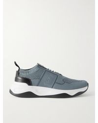 Berluti - Shadow Sneakers aus Stretch-Strick mit Lederbesatz - Lyst