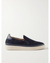 Mulo - Leather-Trimmed Suede Slip-On Sneakers - Lyst
