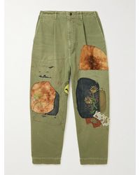 Kapital - Katsuragi Wide-leg Patchwork Distressed Cotton-twill Trousers - Lyst
