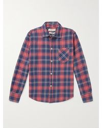 Remi Relief Checked Cotton-flannel Shirt - Blue