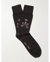 YMC Corgi Printed Cotton-blend Socks - Black