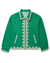 Bode - Ripple Embellished Grosgrain-trimmed Cotton-canvas Jacket - Lyst