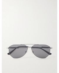 Bottega Veneta - Snap Ribbon Aviator-Style Metal Sunglasses - Lyst