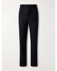 Saint Laurent - Tapered Brushed Wool Trousers - Lyst