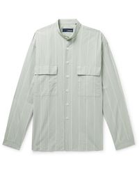 Lardini - Grandad-collar Striped Cotton-poplin Shirt - Lyst