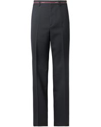 Gucci - Lido Straight-Leg Logo Jacquard-Trimmed Grain De Poudre Wool Trousers - Lyst