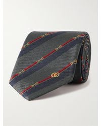 Gucci - Gestreifte Krawatte aus Seiden-Jacquard mit Logostickereien - Lyst
