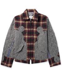 Maison Margiela - Pendleton Embroidered Patchwork Checked Wool And Cotton Bomber Jacket - Lyst