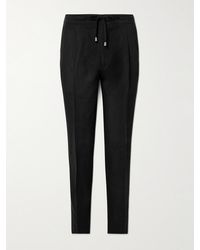 De Petrillo - Straight-Leg Pleated Linen Drawstring Trousers - Lyst