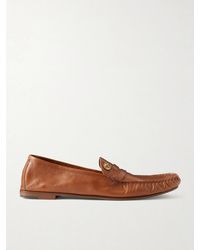 Versace - Logo-embellished Leather Penny Loafers - Lyst