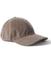Loewe - Logo-embroidered Leather-trimmed Brushed Wool Cap - Lyst